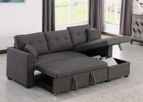 Small Sleeper Sofa, Sofa Bed Couch with Pull Out Couch Reversible Sleeper Sectional Sofa with Storage, L Shaped Chaise Sleeper Sofa, 81