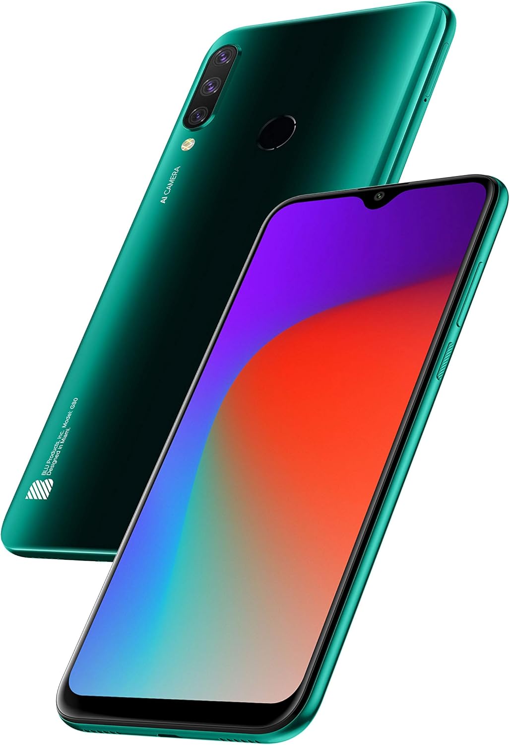 BLU G80 | 2021 | All day battery | Unlocked | 6.5” HD+ Infinity Display | 64GB | Triple Camera 13MP | US version | US warranty | Green