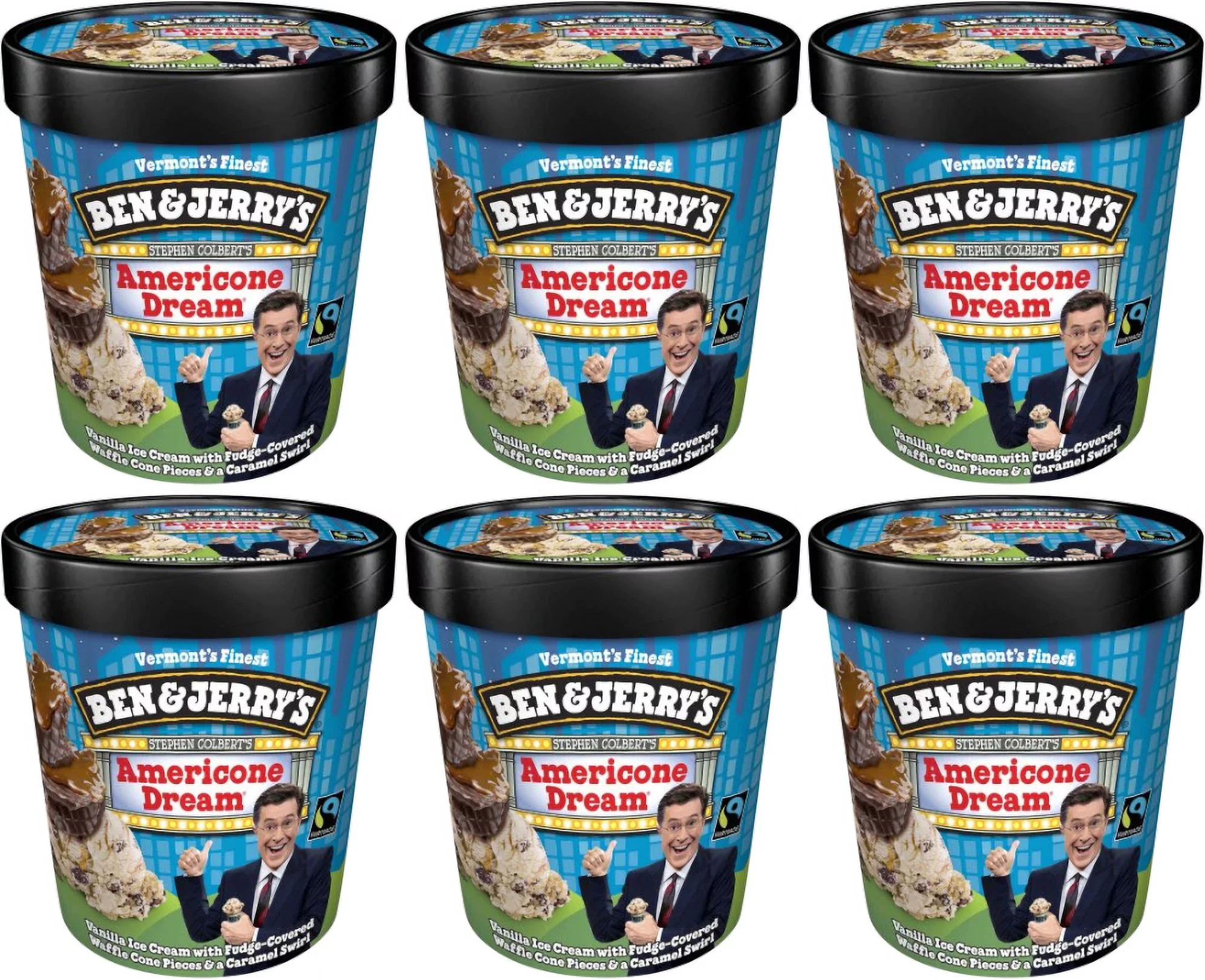 Ben & Jerry's Stephen Colbert's Americone Dream Ice Cream, 16 oz. Pint, 6-Pack (Frozen)