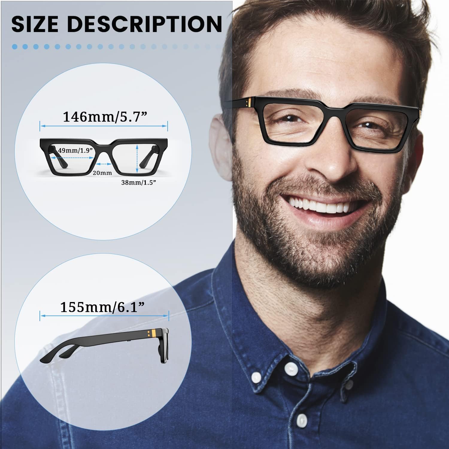 [2022 Version] Upgraded Bone Conduction Glasses Headphones, Smart Glasses with Immersive Sound, Voice Assistant, Anti Blue Light and Photochromice Lenses, True Wireless Bluetooth Glasses for Men/Woman