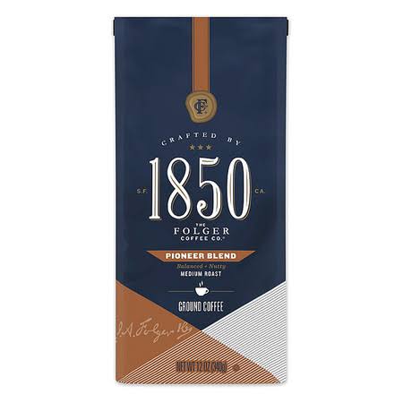 1850 Coffee, Pioneer Blend, Medium Roast, Ground, 12 oz Bag, 6-carton