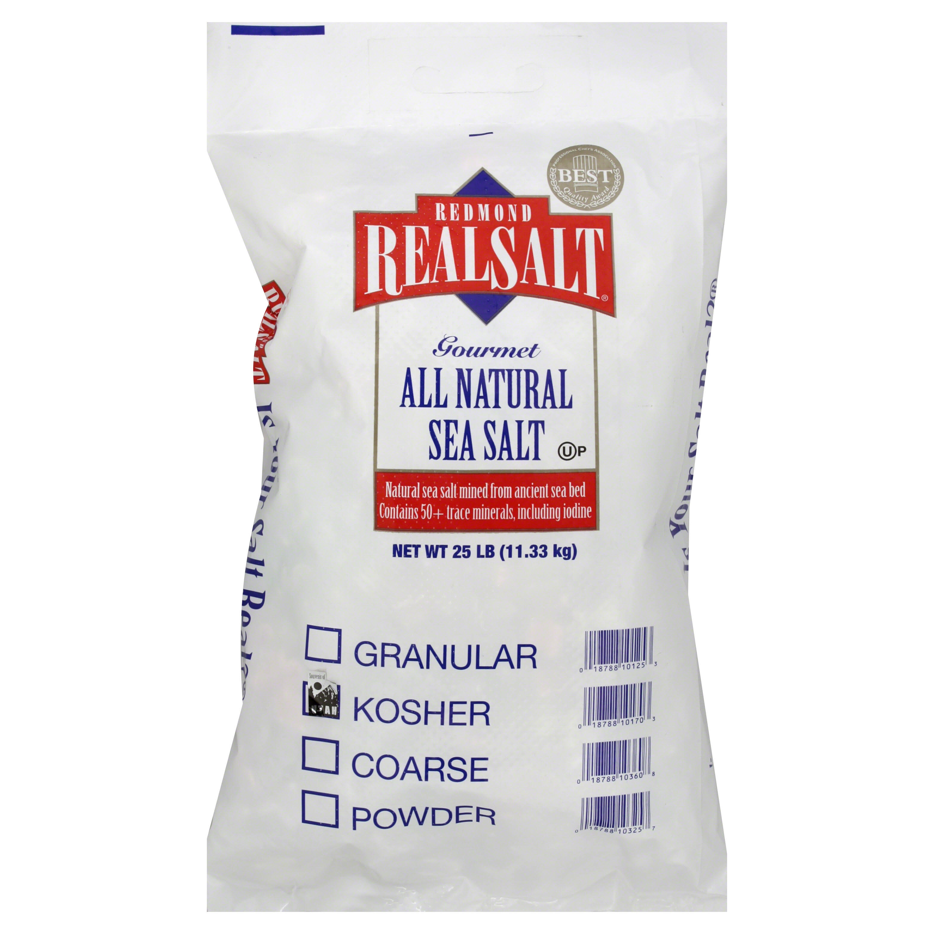Real Salt Sea Salt, All Natural, Kosher - 25 lb