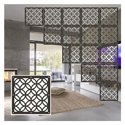 Privacy Partition Screen Hanging Room Divider Screens Panels Wall Separator Decor, Hollow Out Design Wood Plastic Panel Room Divider for Living Room Bedroom Office Restaurant(Natural,55Pcs)