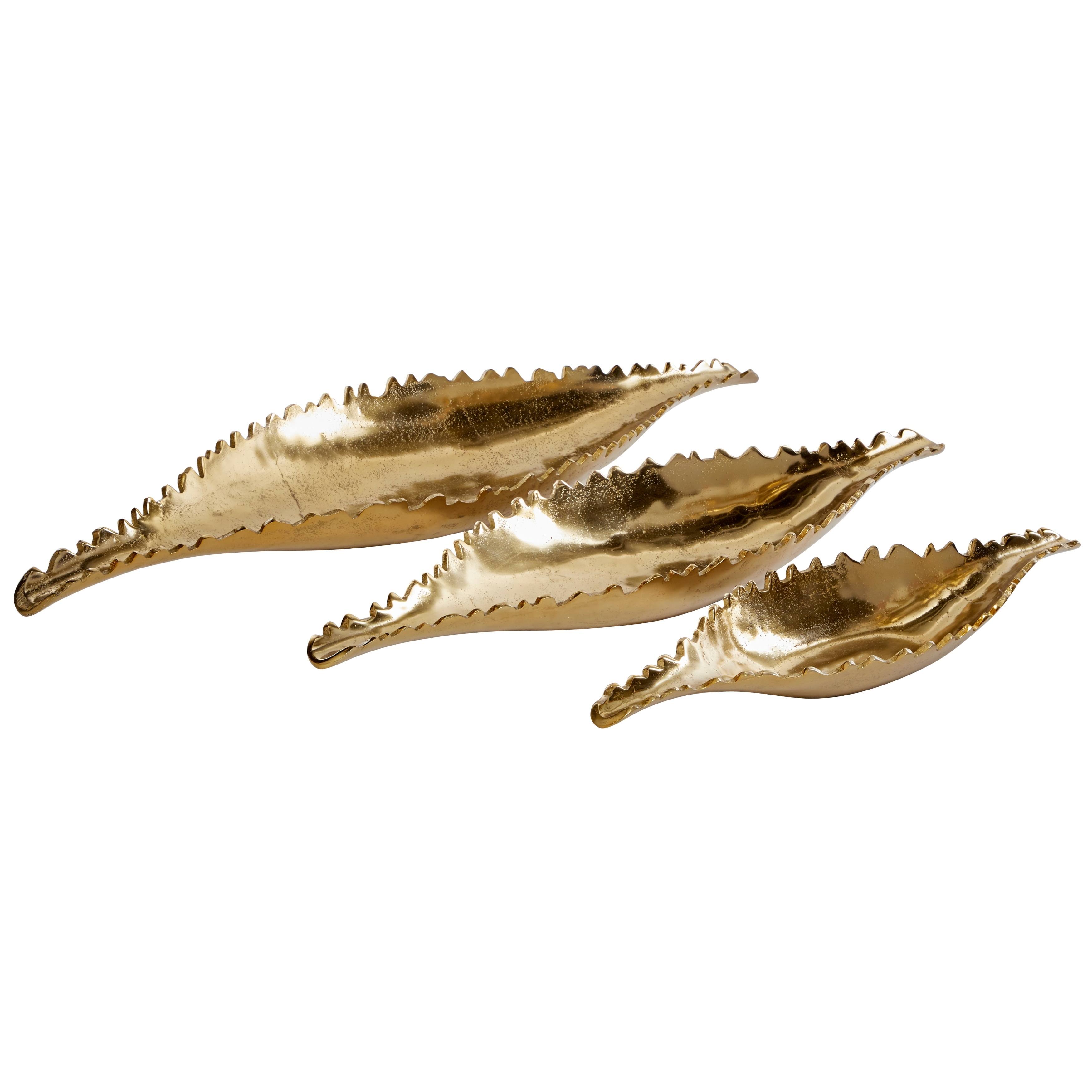 Venus Williams Large Metallic Gold Metal Boat Trays, Set of 3, 80755