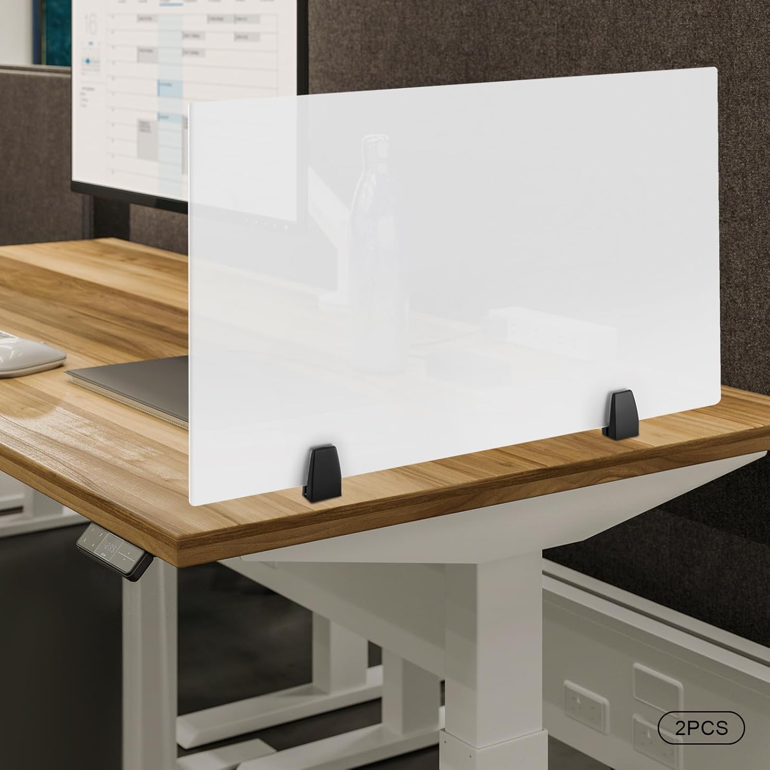 2PCS Desk Dividers Office Partitions, Clamp-on Desk Privacy Panels,Acrylic Desk Dividers, Office Partitions, Dual Frosted Plexiglass Desk Privacy Panels,30 x 18 inch