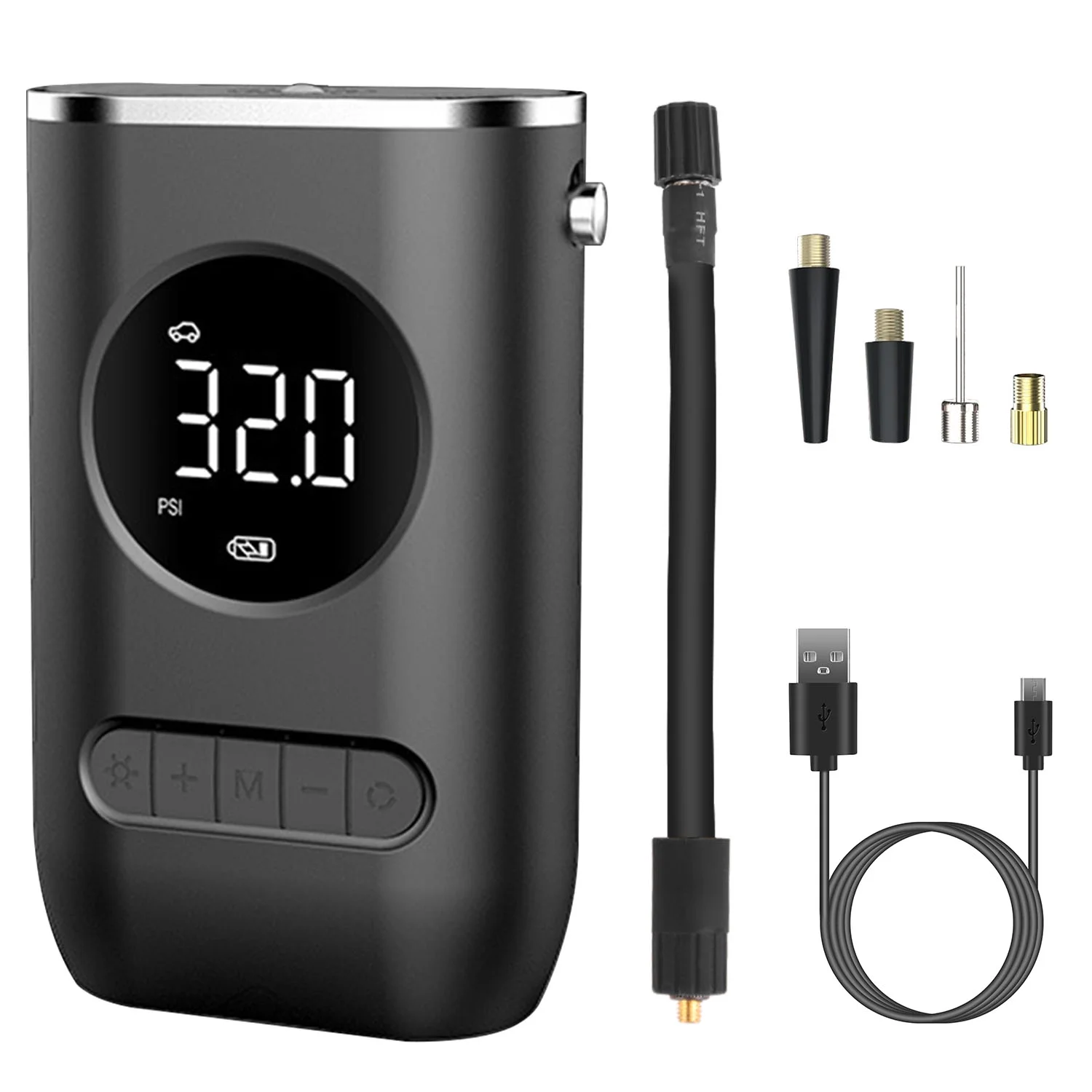 iMounTEK 150 PSI Tire Inflator, Portable Air Compressor Bicycle Pump with Digital Pressure Gauge LED Light Mini Rechargeable Tire Pump Electric Air Pump for Car Bike Motorcycle Balls