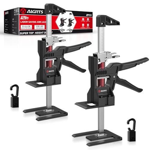 Labor Saving Arm Jack 2 PCS 11.3 Inch Hand Lifting Tool Furniture Lifter Jacks Load Bearing 220 Lb for Installing Cabinets Flooring Windows Controlled Lowering Dual Speed Mode