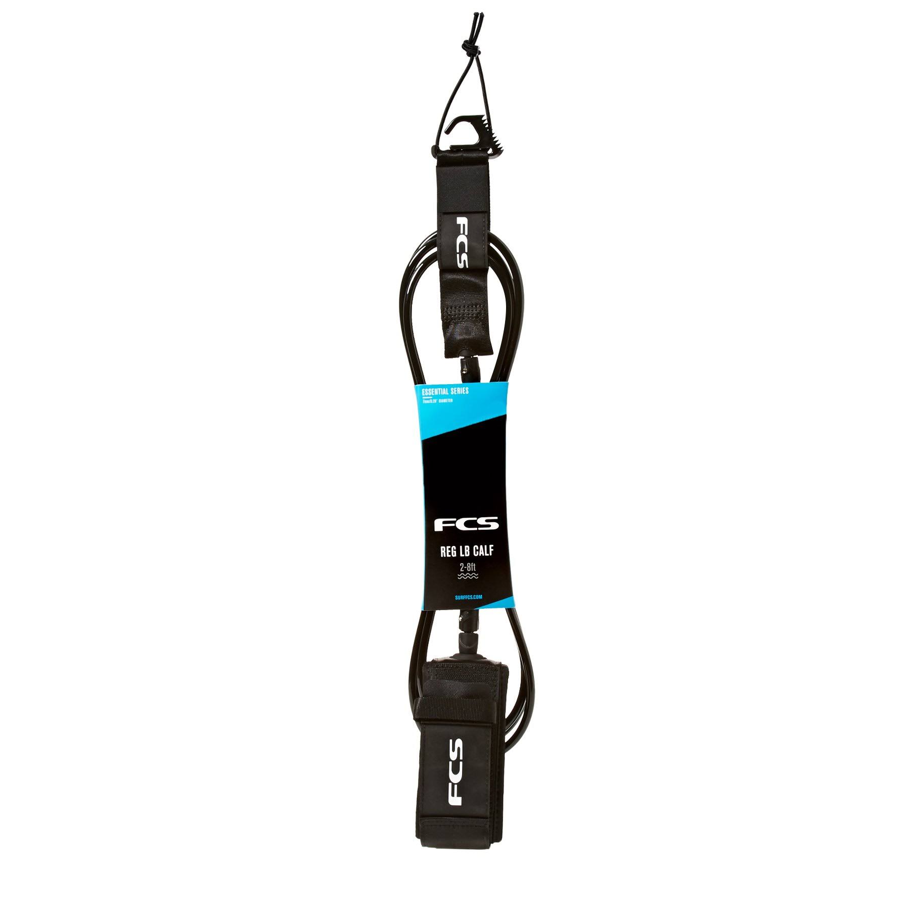 FCS Essential Longboard Leash Black 9ft0in Calf