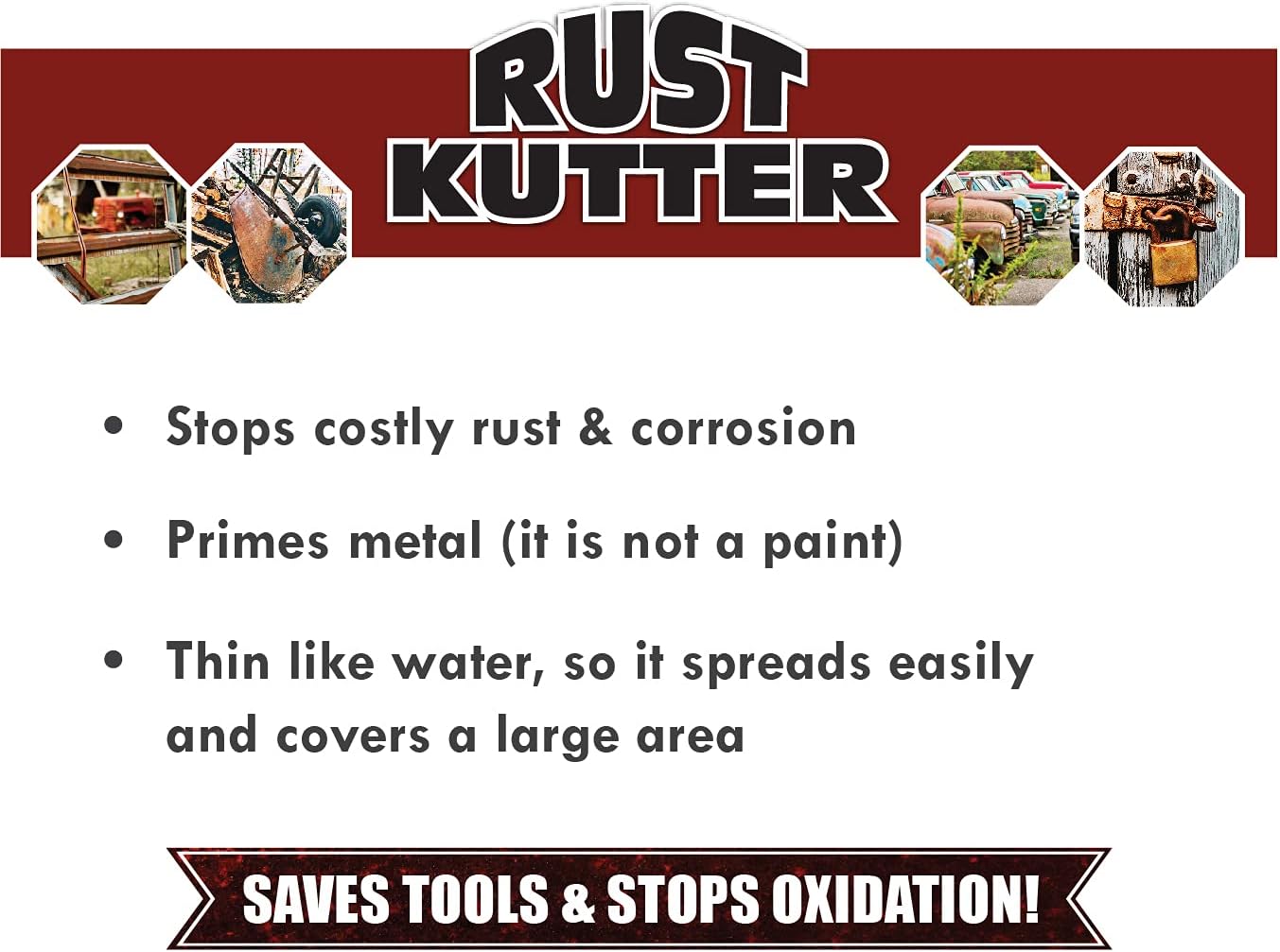 Rust Kutter- Gallon - Stops Rust and Converts Rust Spots to Leave a Primed Surface Ready to Paint, Professional Rust Repair Manufactured in USA Pack of 2