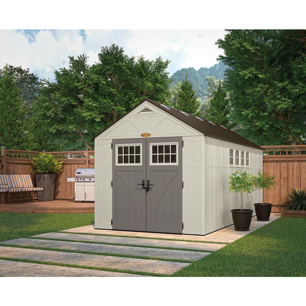 Suncast 883 Cubic Feet Tremont Durable Resin Outdoor Storage Shed with Windows - Curated Treasures Market