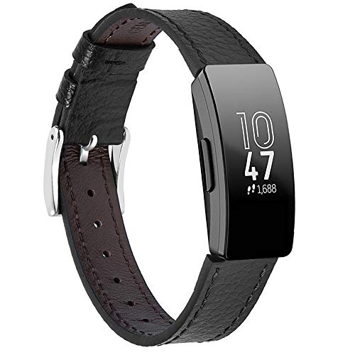 Leather Bands Compatible for Fitbit Inspire 3/ Fitbit Inspire 2/ Inspire/Inspire HR, Classic Wristbands Accessories Strap Replacement Band for Fitbit Inspire 3 Fitness Tracker Women Men