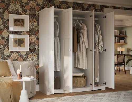 Palace Imports 100% Solid Wood Regal Wardrobe Armoire w/Mirrored Doors & Clothing Rods, Black, 60.25