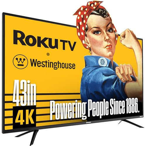 Westinghouse Roku TV - 43 Inch Smart TV, 4K UHD QLED Television w/HDR 10+, Dolby Vision, Wi-Fi & Mobile App Connectivity, Flat Screen Compatible w/Apple HomeKit, Alexa, & Google Assistant