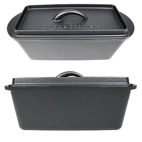 Cast Iron Bread Pan with Lid (Pre-Seasoned) – Oven Safe Form for Baking and Cooking - Loaf Pan
