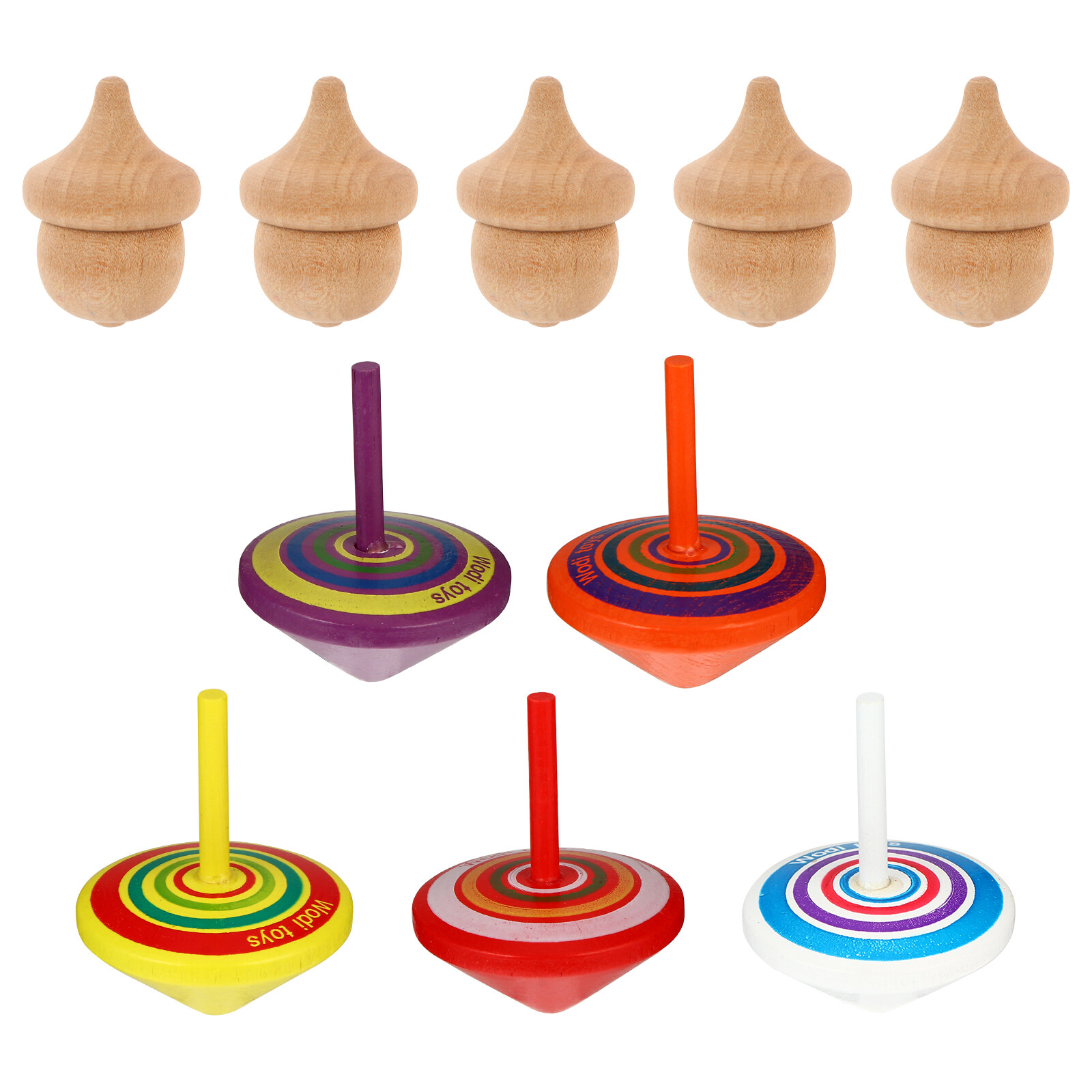 BESTONZON 10pcs Funny Tops Toy Wooden Children Toddler Toys(Random Color)