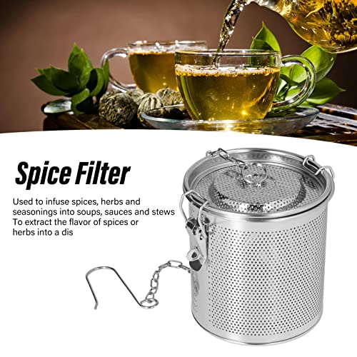 Spice Filter, Stainless Steel Seasoning Bag, Tea Strainer, Extra Fine Mesh Tea Infuser with Chain Hook, Multipurpose Spice Filter Seasoning Strainer for Soup, Brew Tea and Taste Spice