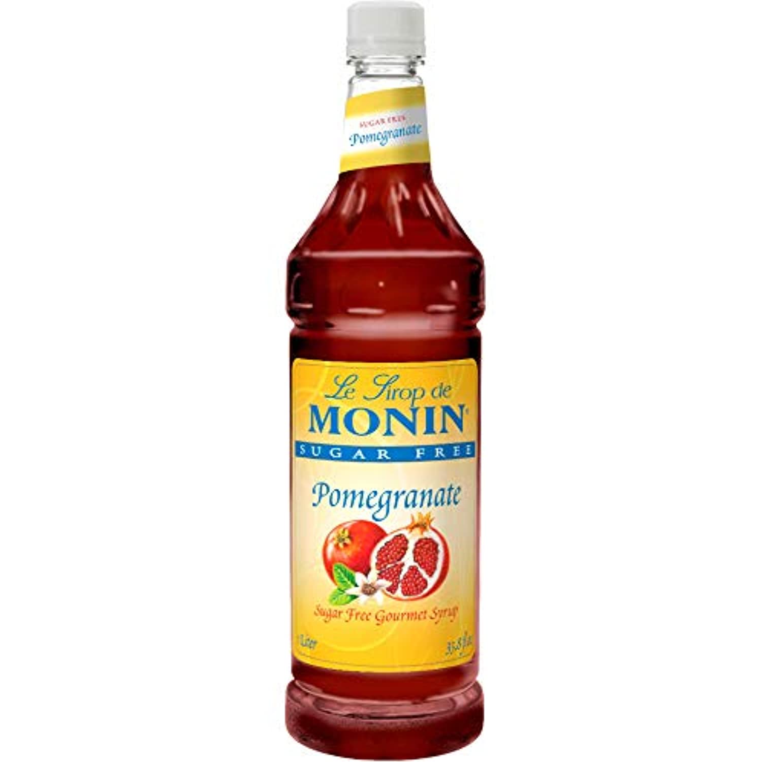 Monin Sugar Free Pomegranate Syrup, 33.8-Ounce Plastic Bottle (1 Liter Bottle)