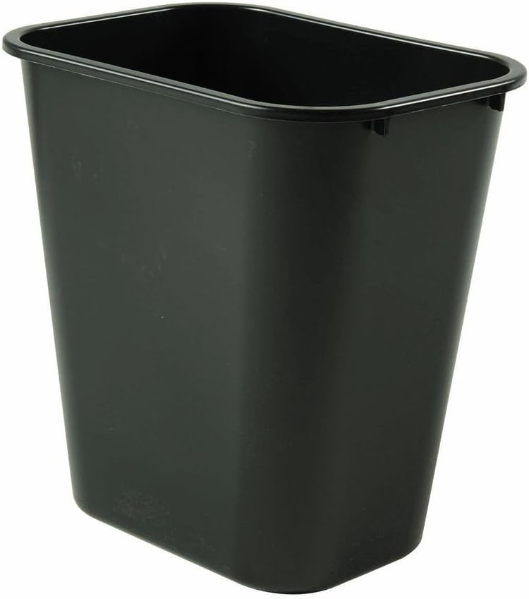 Rubbermaid 2956 Open Top Rectangular Wastebasket, 28-1/8-Quart, Black