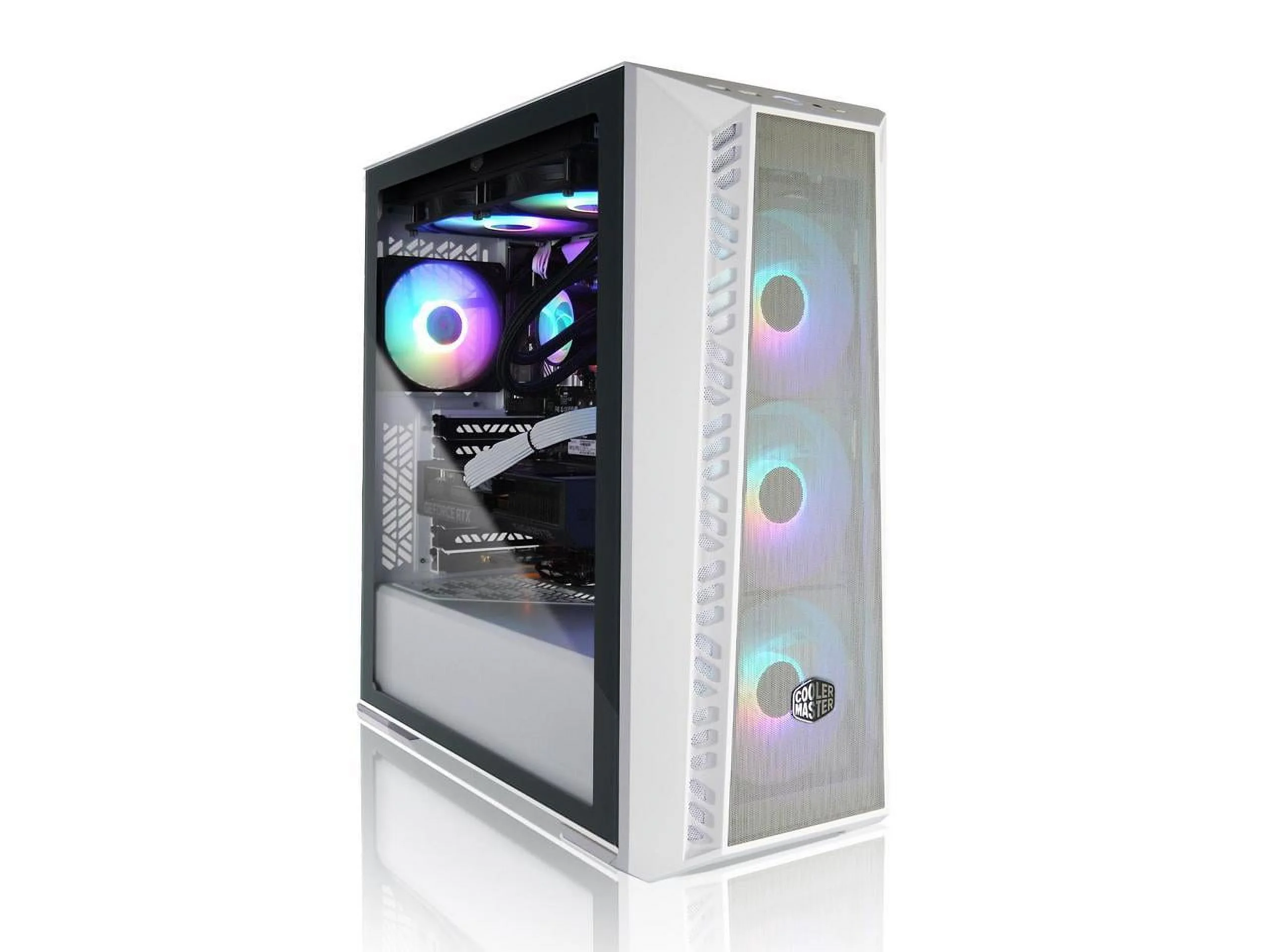AVGPC Hellfire Series Gaming PC - AMD Ryzen 7 7800X3D 8-Core, RTX 4070 12GB, 32GB 6000MHz DDR5, 1TB NVME M.2 SSD, 240mm AIO Liquid Cooler, Wifi/AC/BT Cooler Master 520 White, USB-C, Windows 11