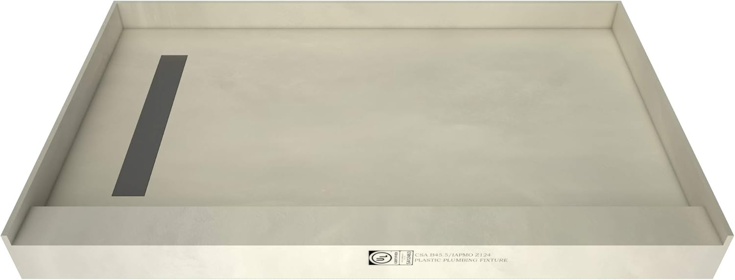 Tile Redi T3060L-SCDNPVZ Shower Pan Kit with Flashing, Left Drain- Single Curb Shower Base, 2