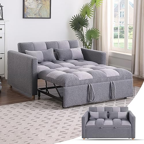 Convertible Sofa Bed - 3 in 1 Loveseat Sleeper Sofa,Pull Out Sleeper Bed with Adjustable Backrest,Multi-Functiona Lounge Chair with Velvet Fabric for Living Room(Black)