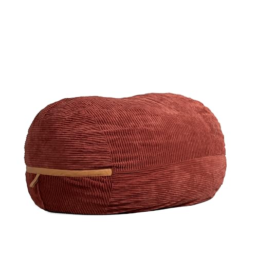 Big Joe Fuf XXL Foam Filled Bean Bag Chair with Removable Cover, Deep Terracotta Corded Plush, 6 feet Giant