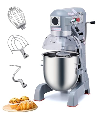 20 qt Commercial Mixer, 750W 3 Speed Commercial Food Mixer with Dough Hook Beater Whisk, Heavy Duty Commercial Stand Mixer with Stainless Steel Bowl for Bakery Pizzeria Restaurant, ETL Listed