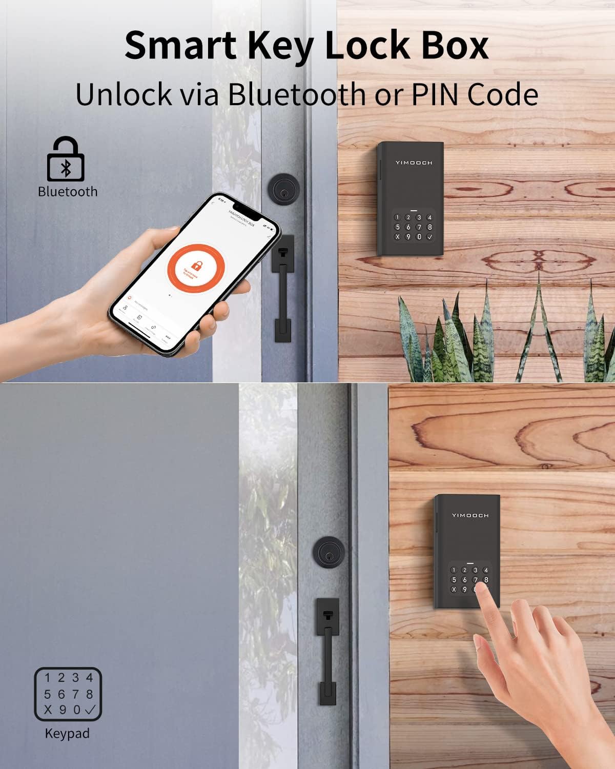 Remote Access Lock Box, YIMOOCH Smart Bluetooth Lockbox for House Key, Support APP Remote Access & Multiple Code Types, Outside Door Knob/Wall Mounted for Airbnb hosts, Realtor, Car keys and More Pack of 2