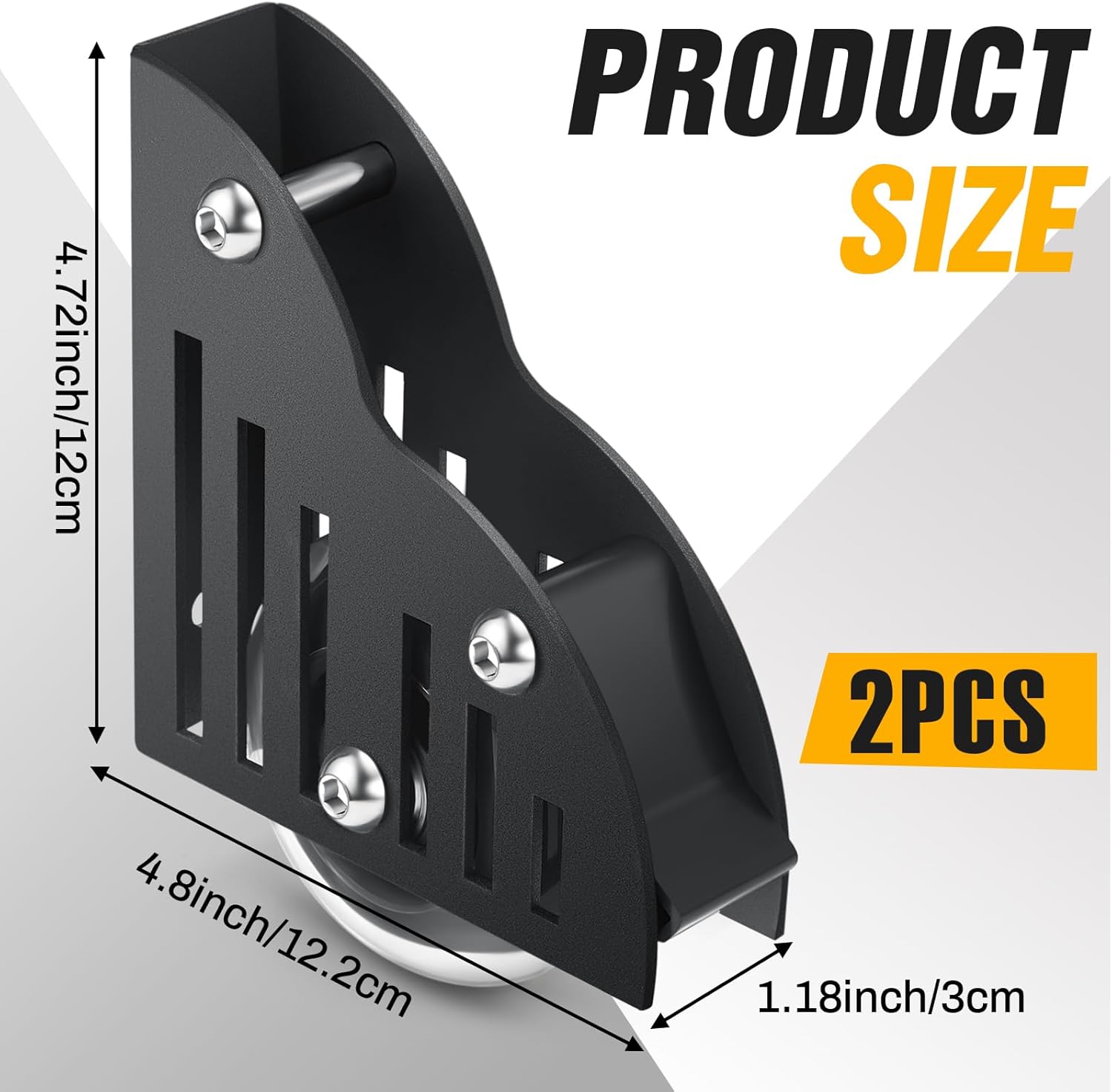 2 Pcs Sliding Library Ladder Floor Roller with Brake Movable Rolling Ladder Hardware Floor Roller Wheels Furniture Floor Rollers Ladder Accessories for Home Indoor Rolling Stepladder, Black