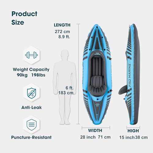 1 Person Inflatable Kayak Set Blow up Boat Adjustable Seats and Backrest, Air Pump and Carry Bag