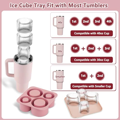 Ice Cube Tray for Tumbler, 4 Pcs Silicone Hollow Cylinder Ice Mold for Freezer, Chilling Coffee,Tea, Ice Drink, Juice, Whiskey, Cocktail,for Stanley Cup 20Oz, 30Oz, 40Oz