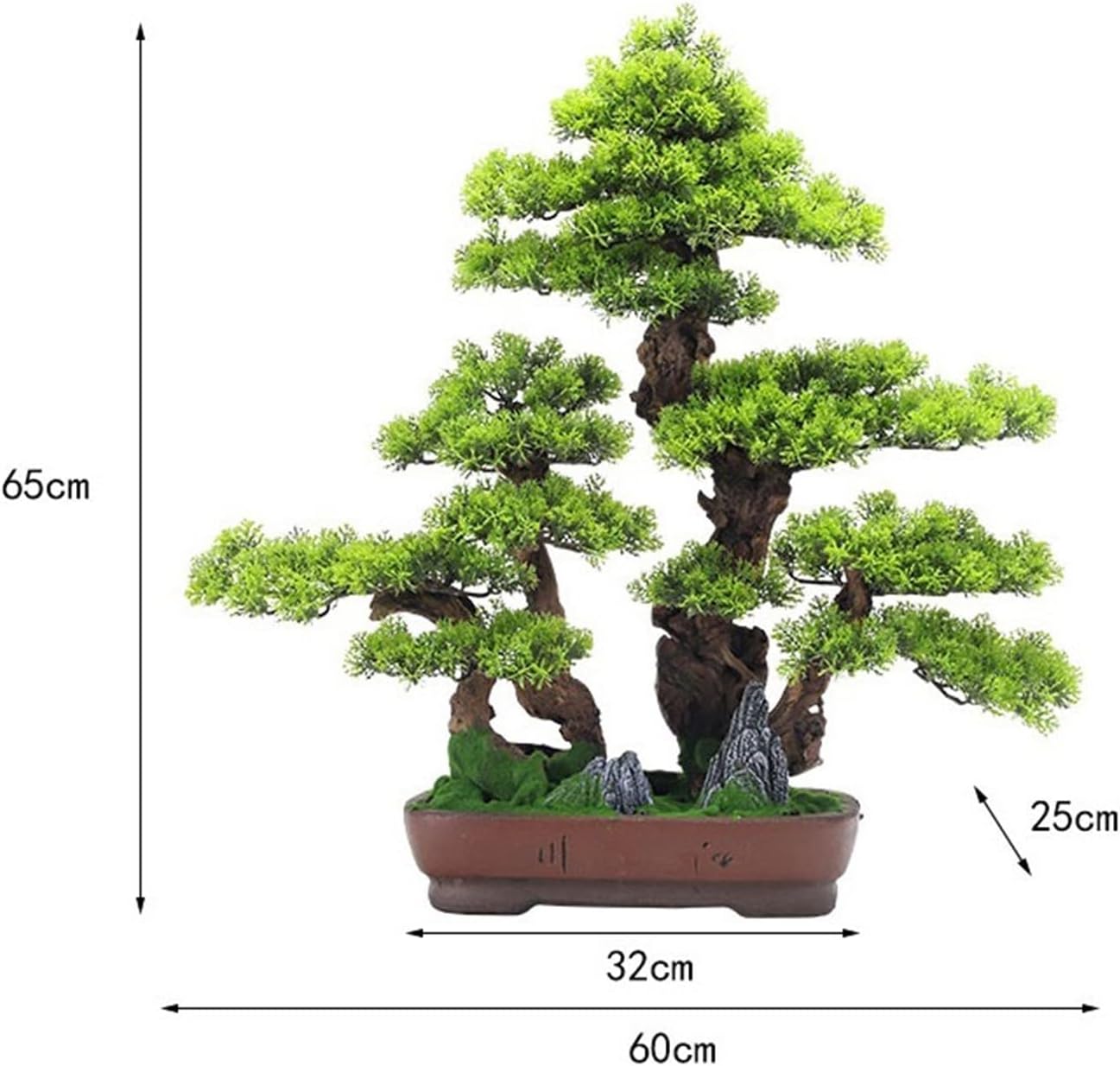 Artificial Bonsai Tree Office Study Chinese Decorative Ornaments Simulation Bonsai Fake Green Plants Potted Hotel High-grade Furnishings Artificial Bonsai