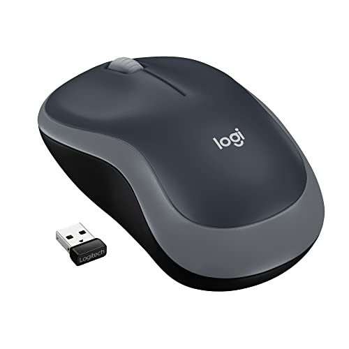 Logitech M185 Wireless Mouse, 2.4GHz with USB Mini Receiver, 12-Month Battery Life, 1000 DPI Optical Tracking, Ambidextrous PC/Mac/Laptop - Swift Grey