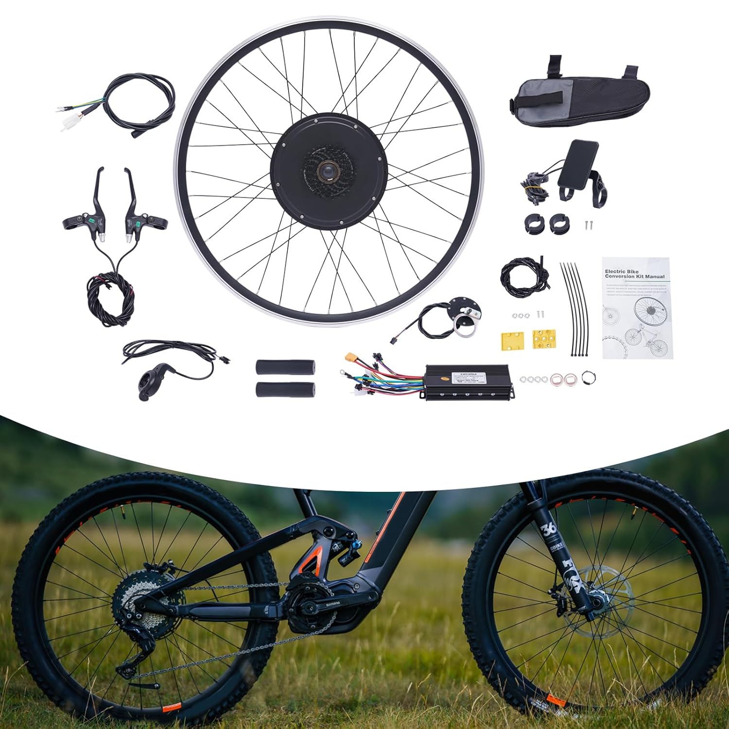 48V 1000W Electric Bike Conversion Kit,Rear Wheel Electric Bicycle Motor Kit,LCD E-Bike Hub Motor Conversion Kit for 700C 28