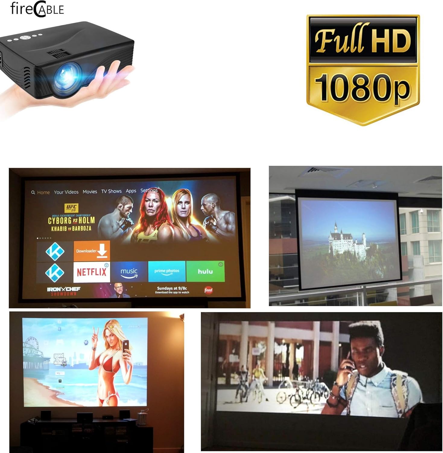 fireCable 2K Projector (for Streaming Sticks, Gaming Consoles and More)