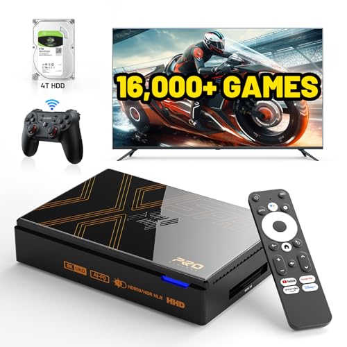 Kinhank Super Console X5 PRO Retro Gaming Console with 16000+Games,Android 12.0 OS,Emulator Console,8K UHD Output,WI-FI 6,BT 5.0,SATA 3.1,AV1,Rock Chip RK3588S,Gigabit Ethernet,Wireless Controller