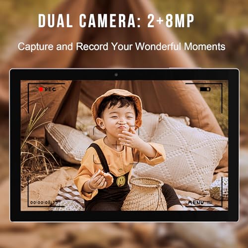 Tablet 2 in 1 Tablets 10 inch Android 14 Tablet Set with Keyboard Case Mouse Stylus Film, 8GB+64GB Tablets 10.1