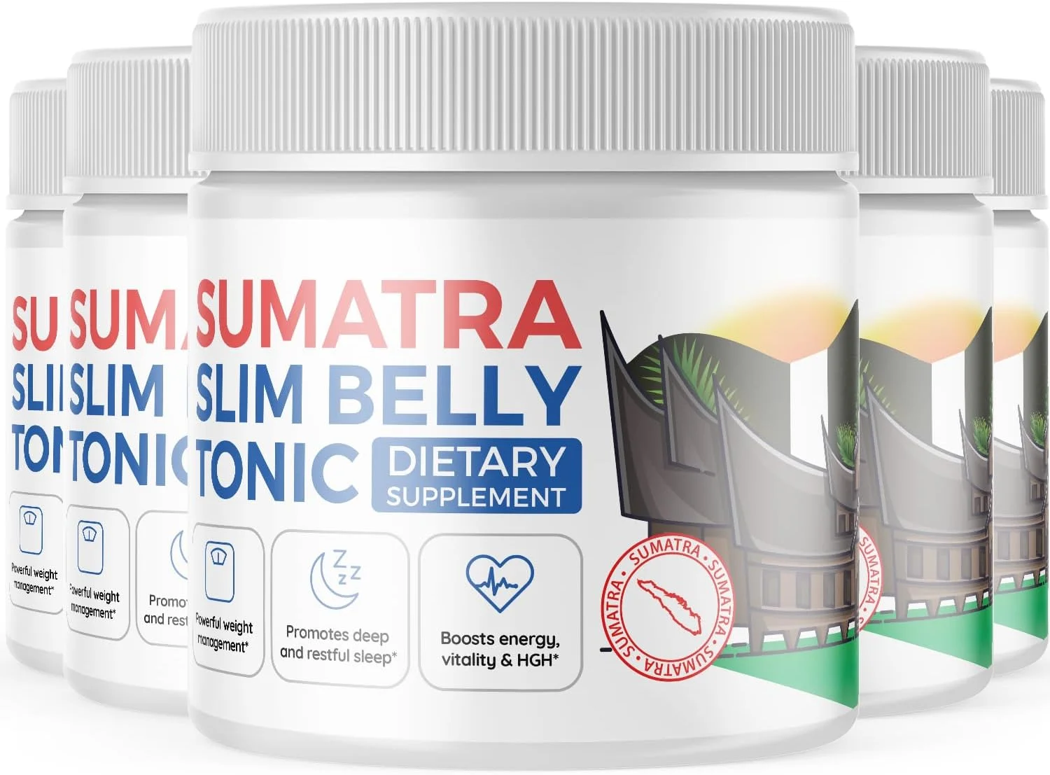 Sumatra Slim Belly Tonic - Dietary Supplement Powder Shake Mix for Energy & Metabolism - Multivitamin Nutrient Blend (5 Pack)