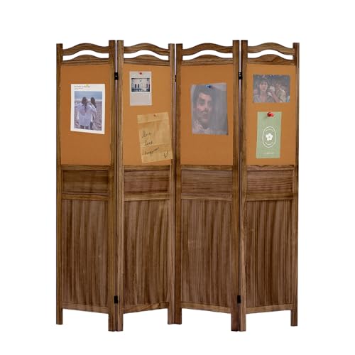6 Panel Room Divider, 5.6FT Wall Divider for Room Separation, 6 Panel Wood Room Dividers and Folding Privacy Screens for Home Office Restaurant Bedroom Store, Light Brown