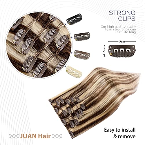 Clip in Hair Extensions Real Human Hair 70G Dark Brown 100% Remy Human Hair Clip in Extensions Soft Silky Straight 7pcs 16clips One Pack (22 Inch #2) Brown Hair Extensions