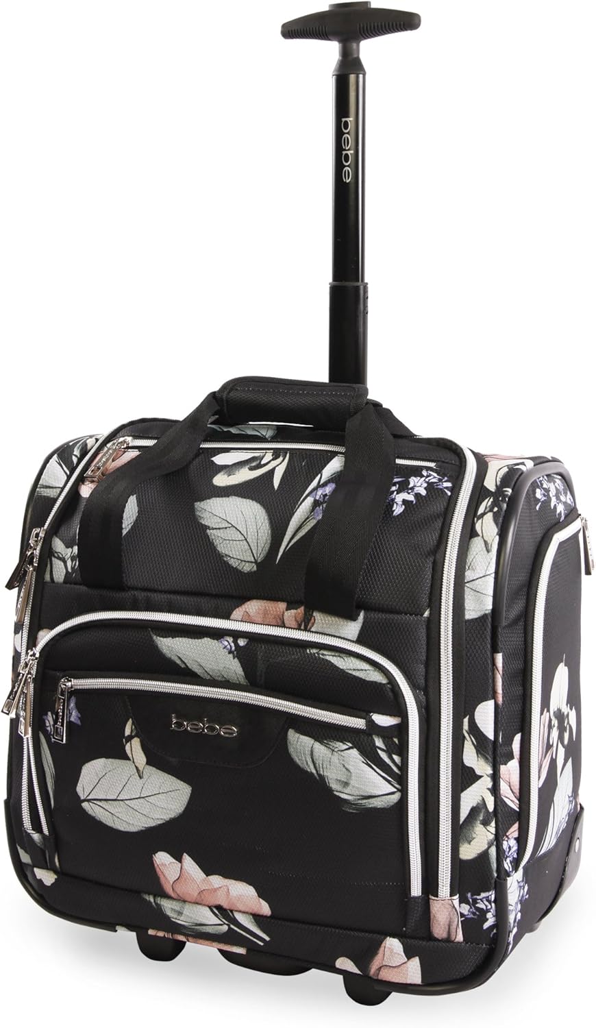 BEBE Valentina-Wheeled Under The Seat Carry-on Bag, Floral Black, ONE Size