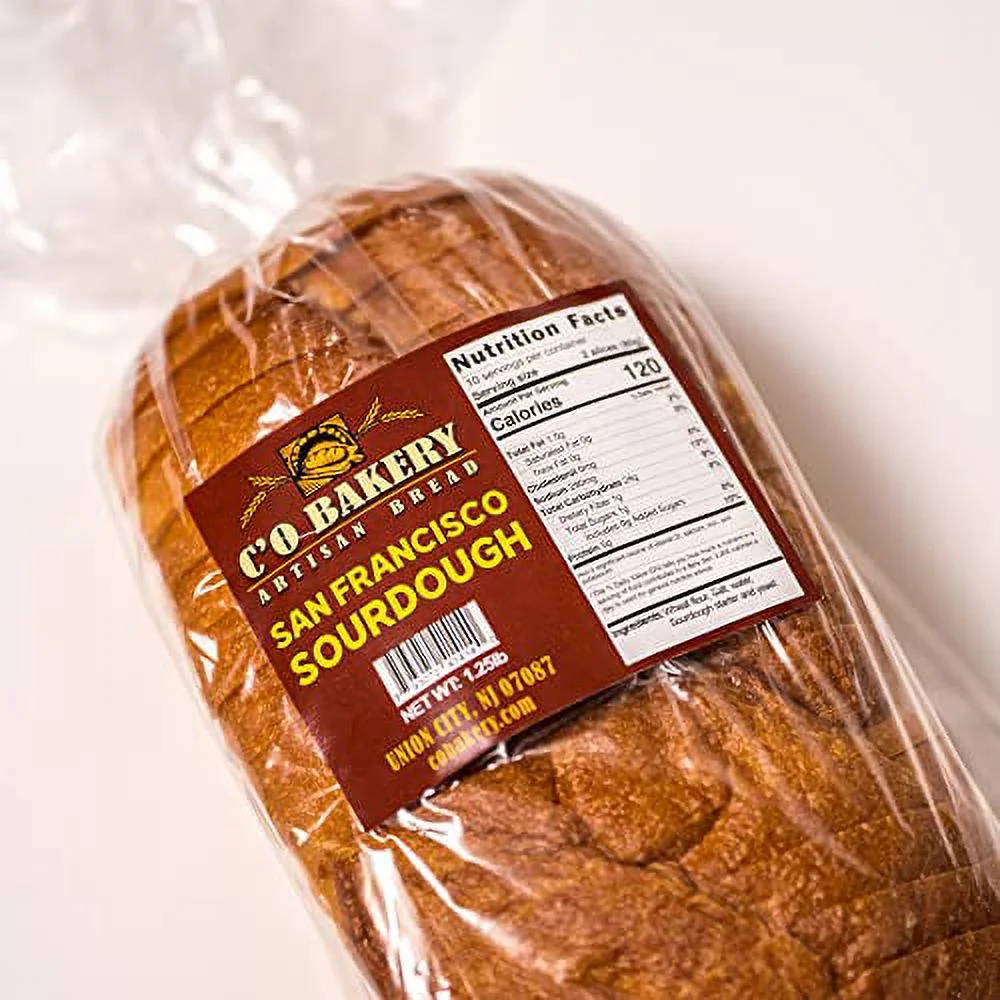 C'O Bakery Artisan Bread San Francisco Sourdough - Handmade, All Natural, High Fiber, Sliced Sandwich Loaf Multipack (Pack of 4 Loaves)