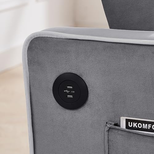 3 in 1 Convertible Futon Couch with USB Ports, Velvet Pull Out Sleeper Sofa Bed with Cup Holders and Pockets,Modern Loveseat with Adjustable Backrest,Small Love Seat for Living Room (Black)