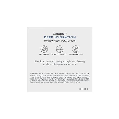 Cetaphil Deep Hydration Healthy Glow Daily Face Cream, 1.7 oz, 48 Hour Dry Skin Face Moisturizer for Sensitive Skin, With Hyaluronic Acid, Vitamin E & Vitamin B5