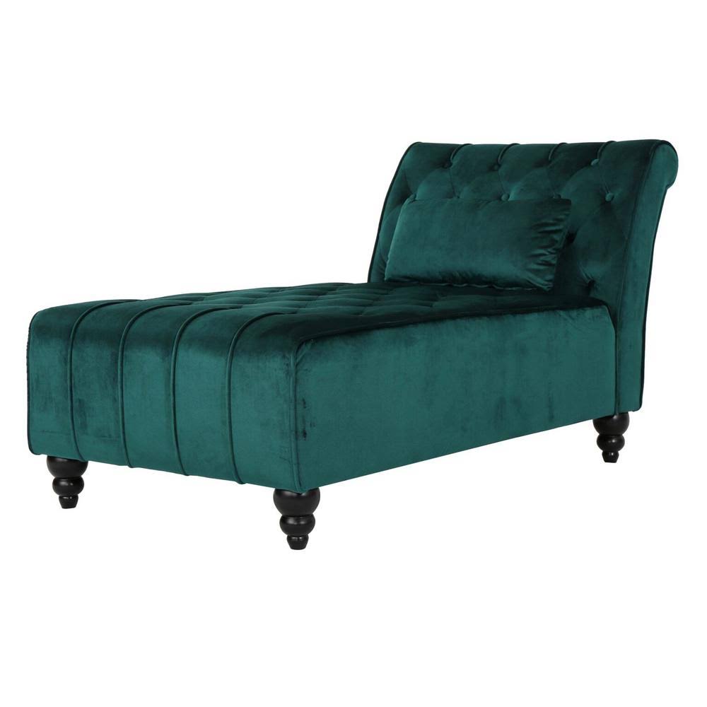 Noble House Roman Velvet Chaise,Teal