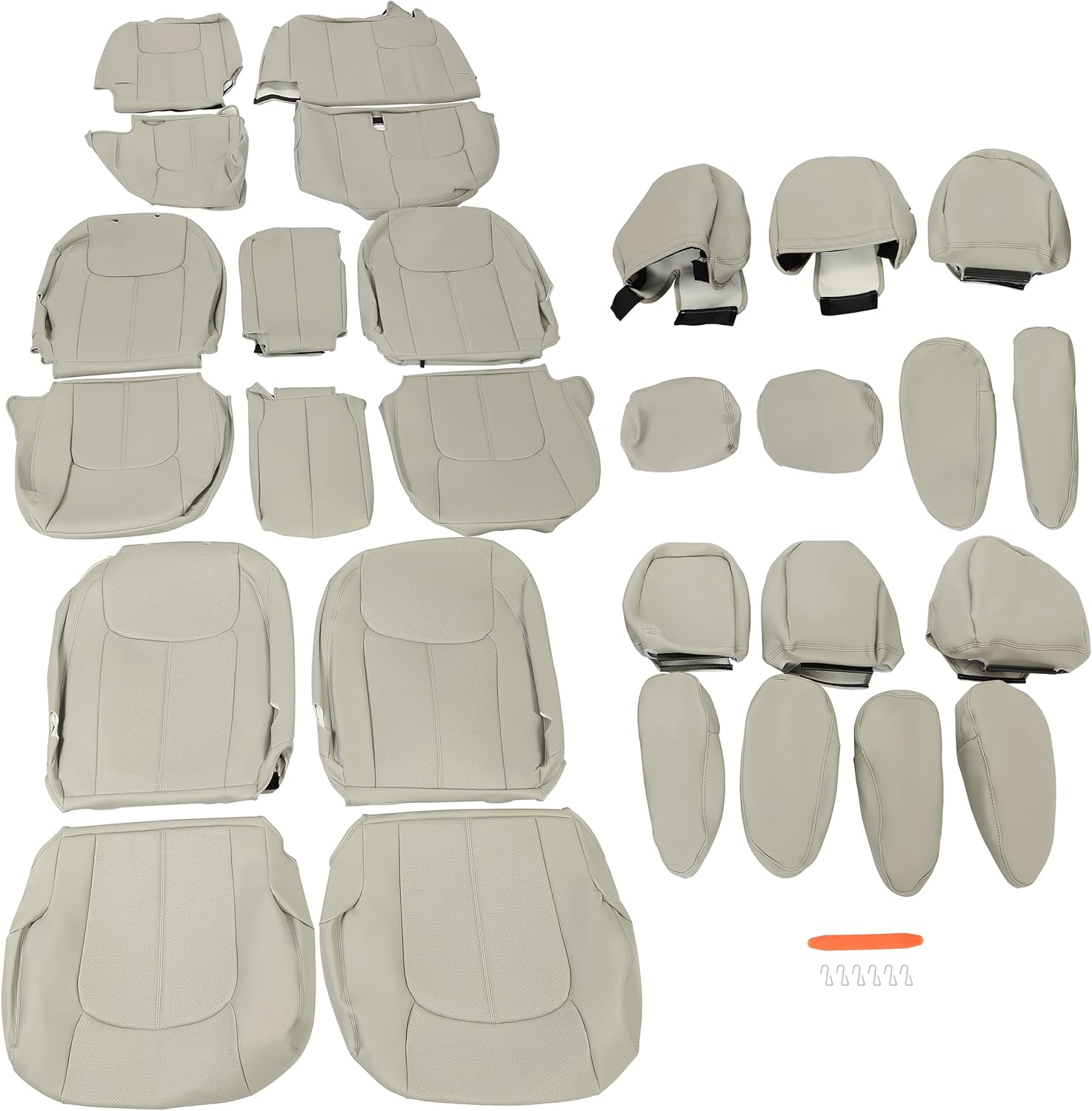 Kojem Gray Seat Cover Compatible with 2015-2018 Toyota Sienna (8 Passenger Sienna Only) 3 Rows 8 Seaters Full Artificial Leather Sets