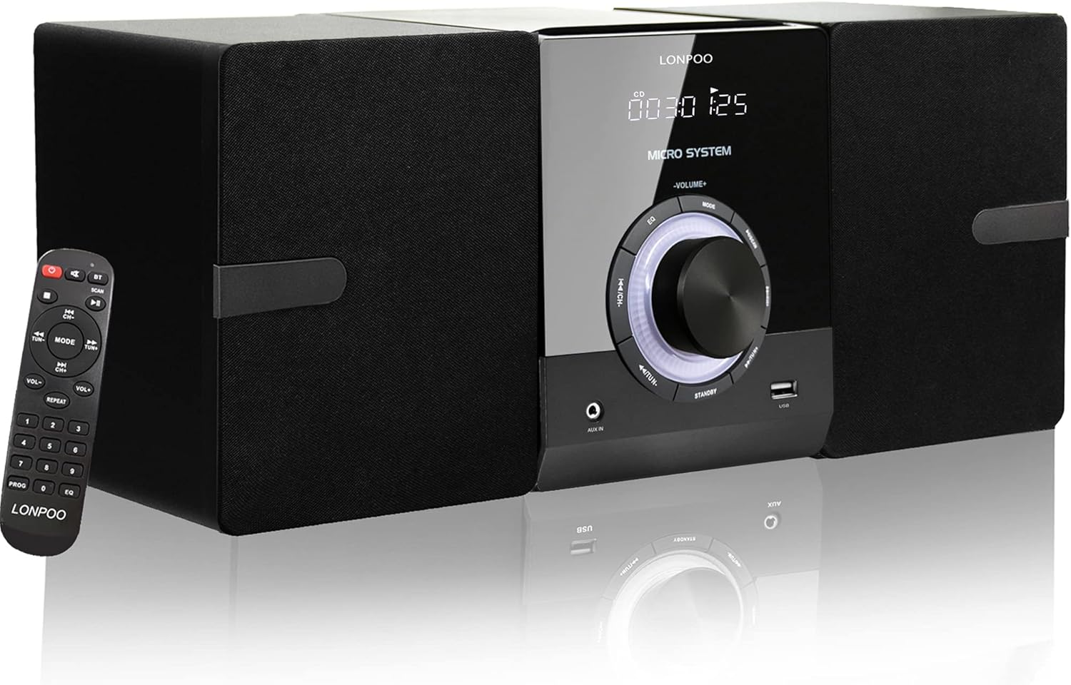 Micro Stereo System CD Player - Compact Micro CD System with Bluetooth, FM Radio, Aux-in, USB Playback, 2-Way Music Crisp-Sound, DSP-Tech, Remote Control (LP-886 New Version)