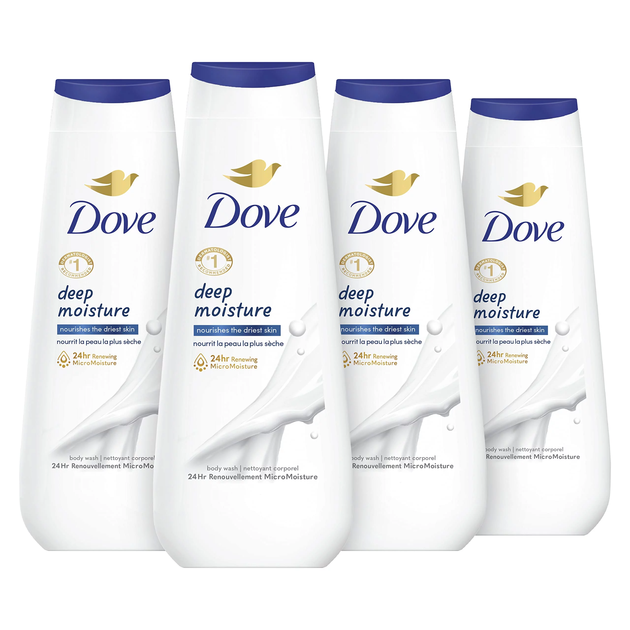 Dove Body Wash Deep Moisture 4 Count For Dry Skin Moisturizing Skin Cleanser With 24Hr Renewing Micromoisture Nourishes The Driest Skin 20 Oz.