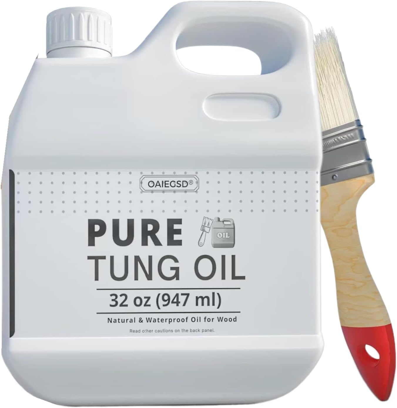 32 OZ Pure Tung Oil for Wood-Finishing with Wood Brush, Waterproof Wood Sealer Indoor and Outdoor, 100% Pure Natural Tung Oil for Unfinished Bare Wood, Such as Wood Floors, Wood Furniture