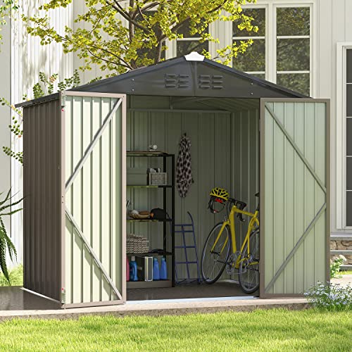 Patiowell 3 x 3 FT Outdoor Storage Shed,Small Garden Tool Storage Shed with Sloping Roof and Single Lockable Door, Outdoor Shed for Backyard Garden Patio Lawn, Grey